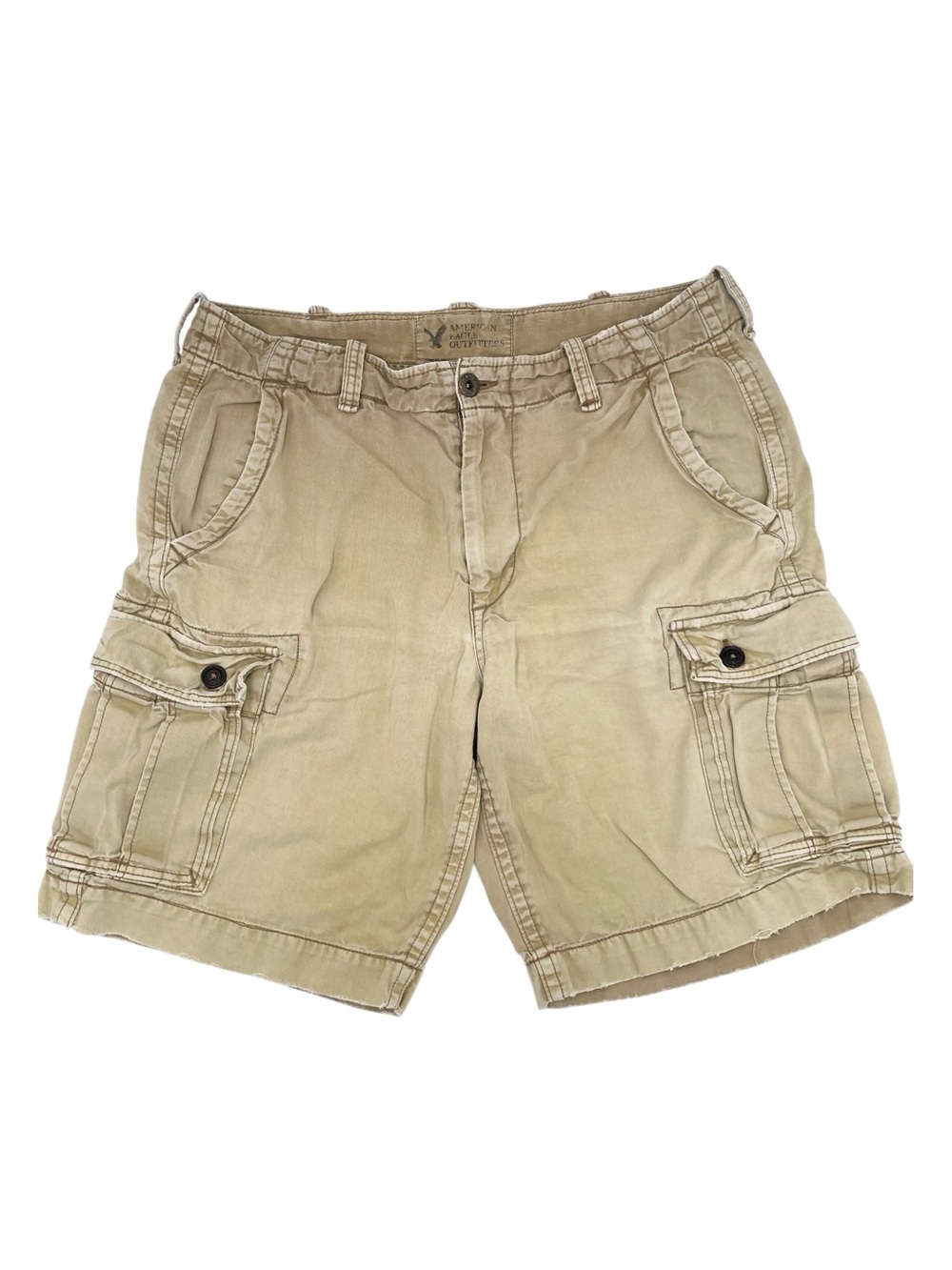American Eagle Men's Classic Length Cargo Shorts Size 38 Y2K Distressed Baggy